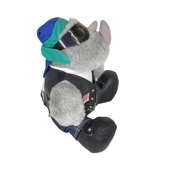 Rhinocort Motorcycle Pants Boots Chain Flag Rhino Sunglasses Stuffed Animal - Picture 2 of 6